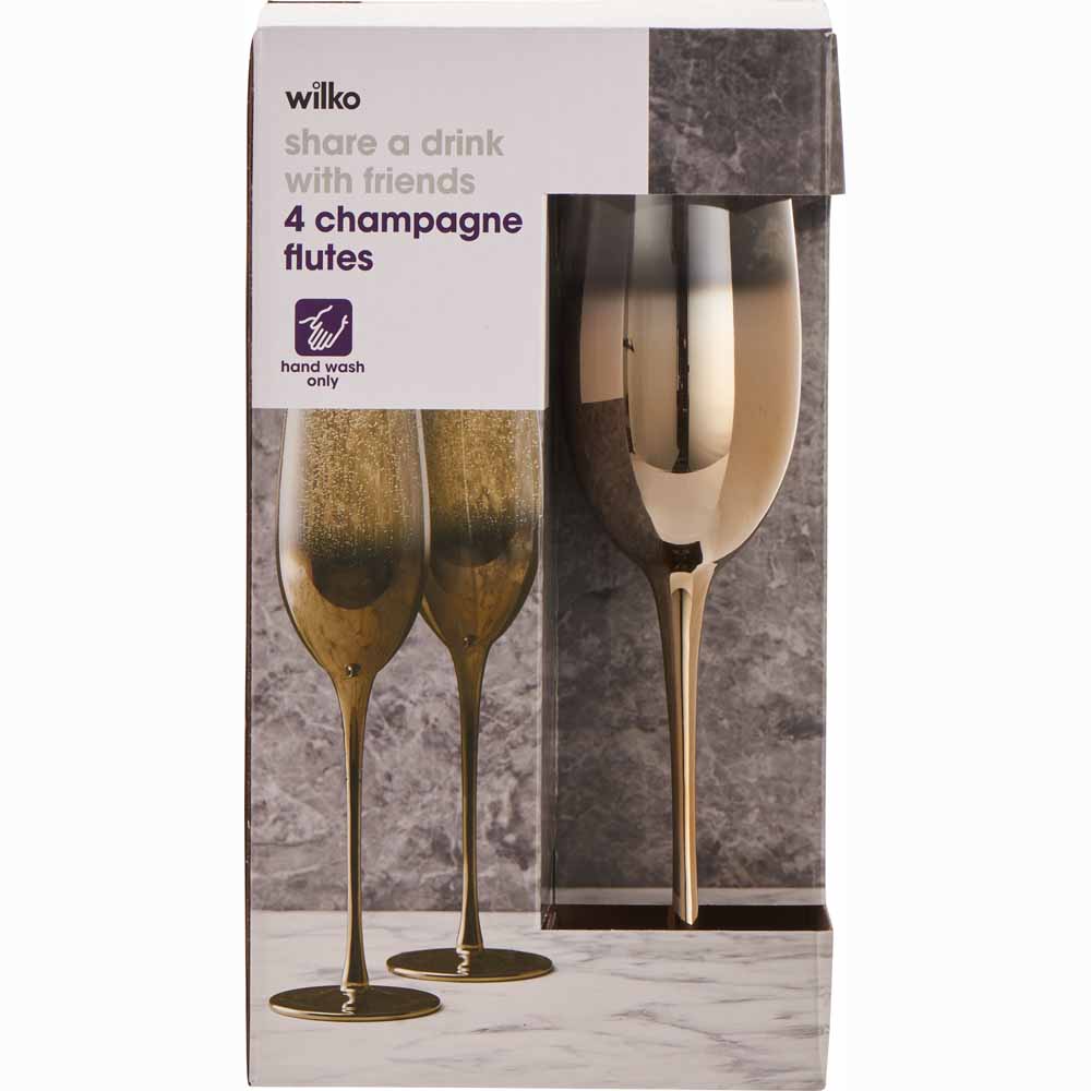 Wilko Gold Metallic Champagne Glass 4pk Image 3