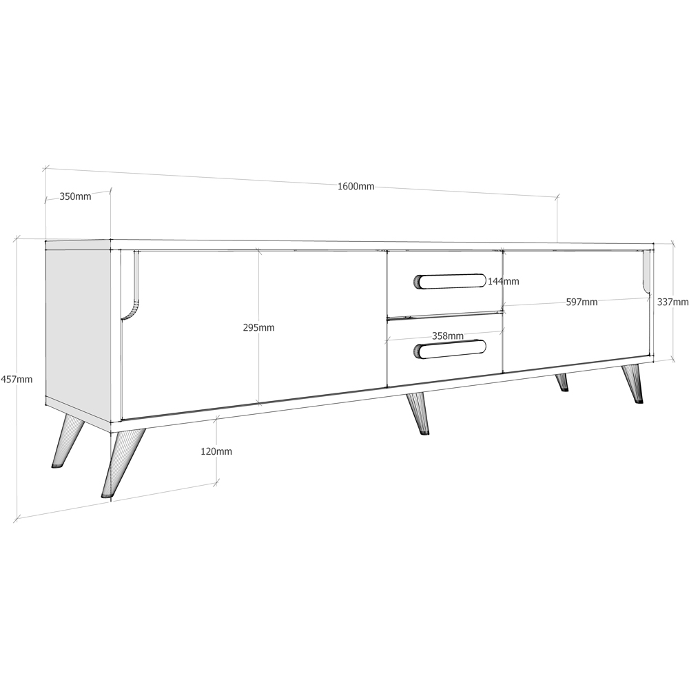 Decorotika Tex 2 Drawers 2 Door Walnut Wide TV Unit Image 5