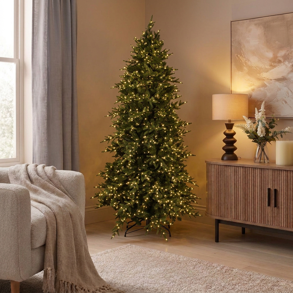 7ft Pre-Lit Opulent Artificial Fir Tree Green Image 2