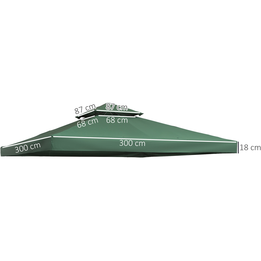 Outsunny 3 x 3m 2 Tier Dark Green Gazebo Canopy Replacement Cover Image 8