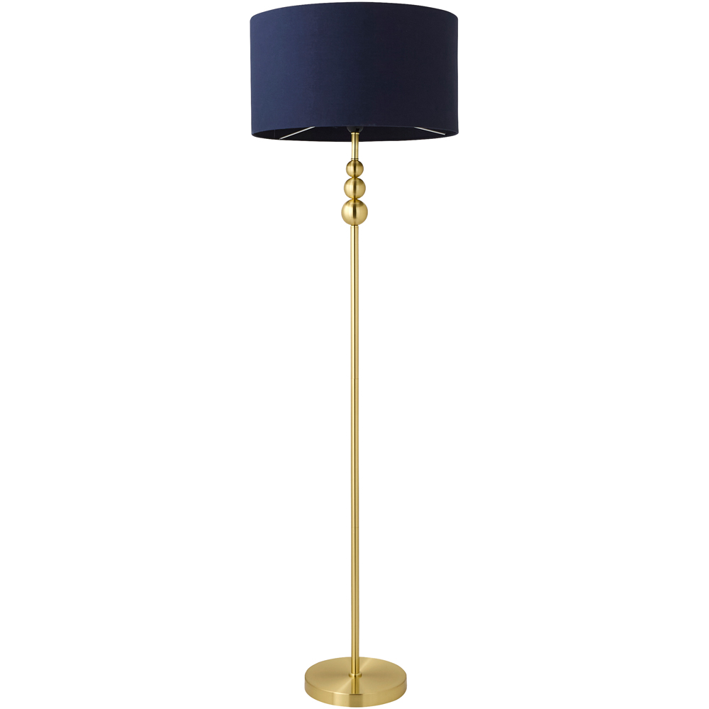 ValueLights Marissa Reni Navy Blue Shade and Gold Ball LED Floor Lamp Image 1