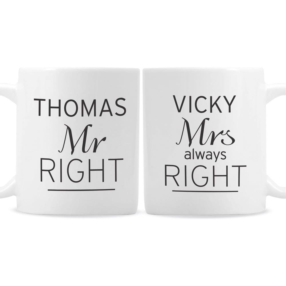 Personalised Memento Personalised Classic Mr Right Mrs Always Right Mug Set Image 1