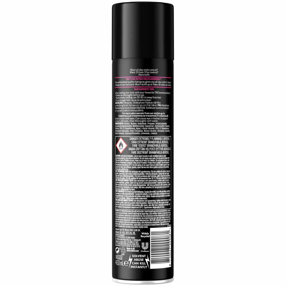 TRESemme Extra Hold Hairspray 400ml | Wilko TRESemme Extra Hold Hairspray 400ml | Wilko