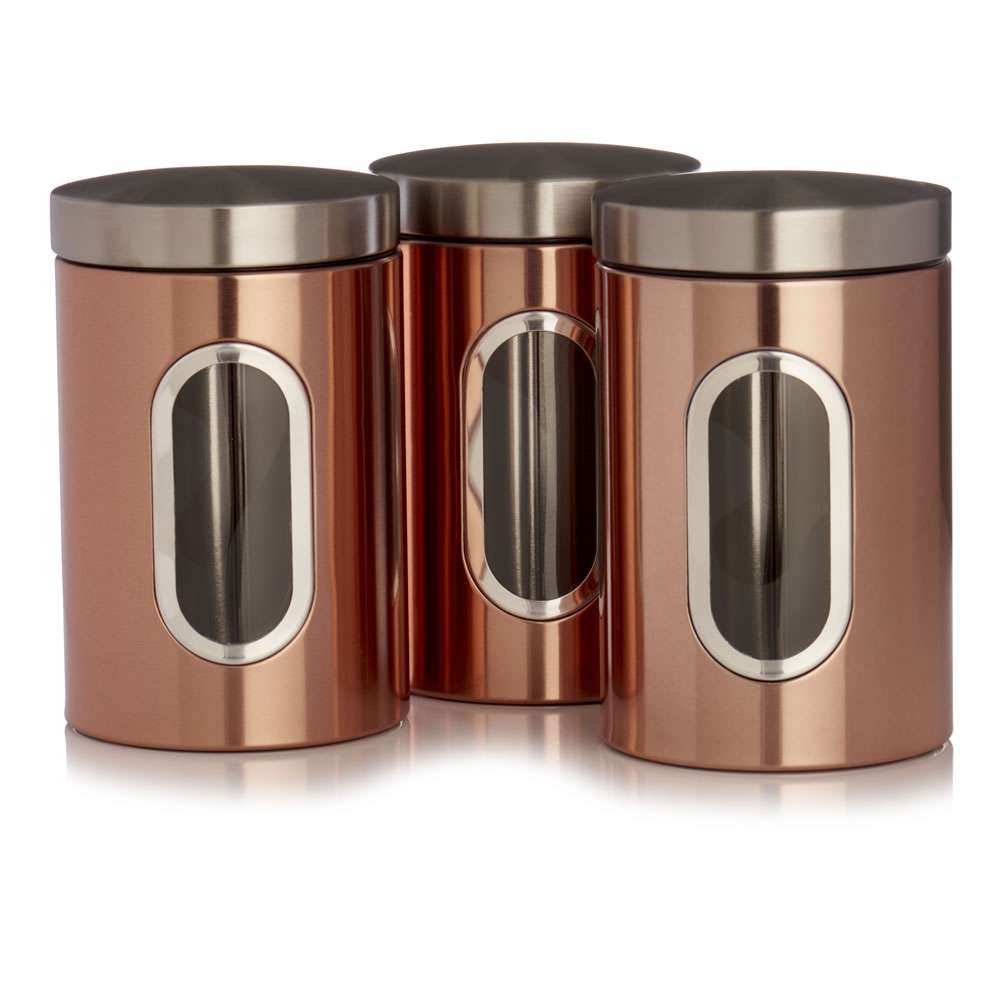 Wilko Copper Effect Tea and Coffee Canisters Image 1