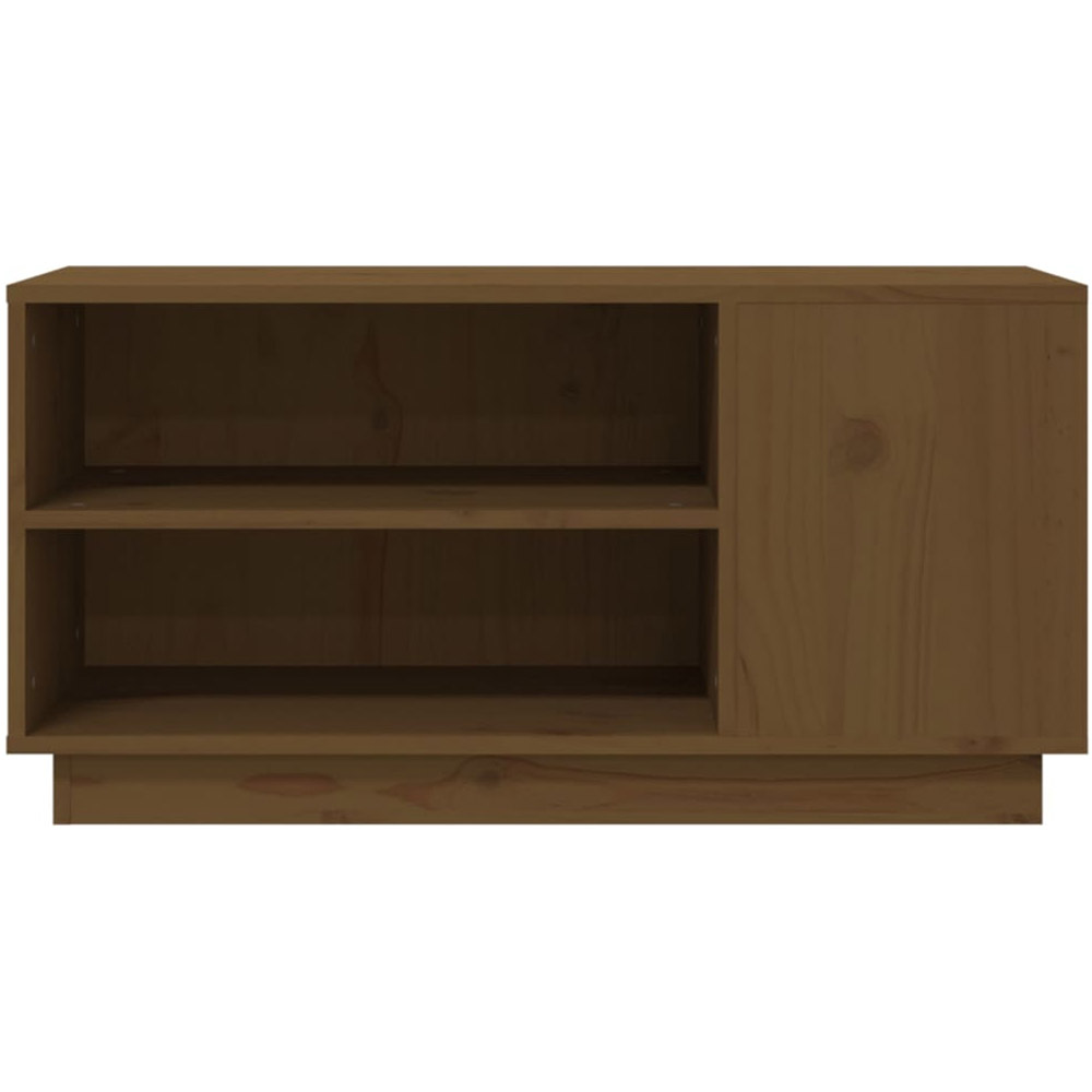 vidaXL 2 Open Shelf Honey Brown Solid Wood Pine TV Cabinet Image 5