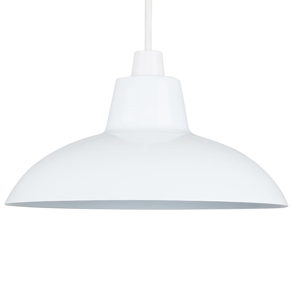 ValueLights Civic White Retro Pendant Light Shade Image 1