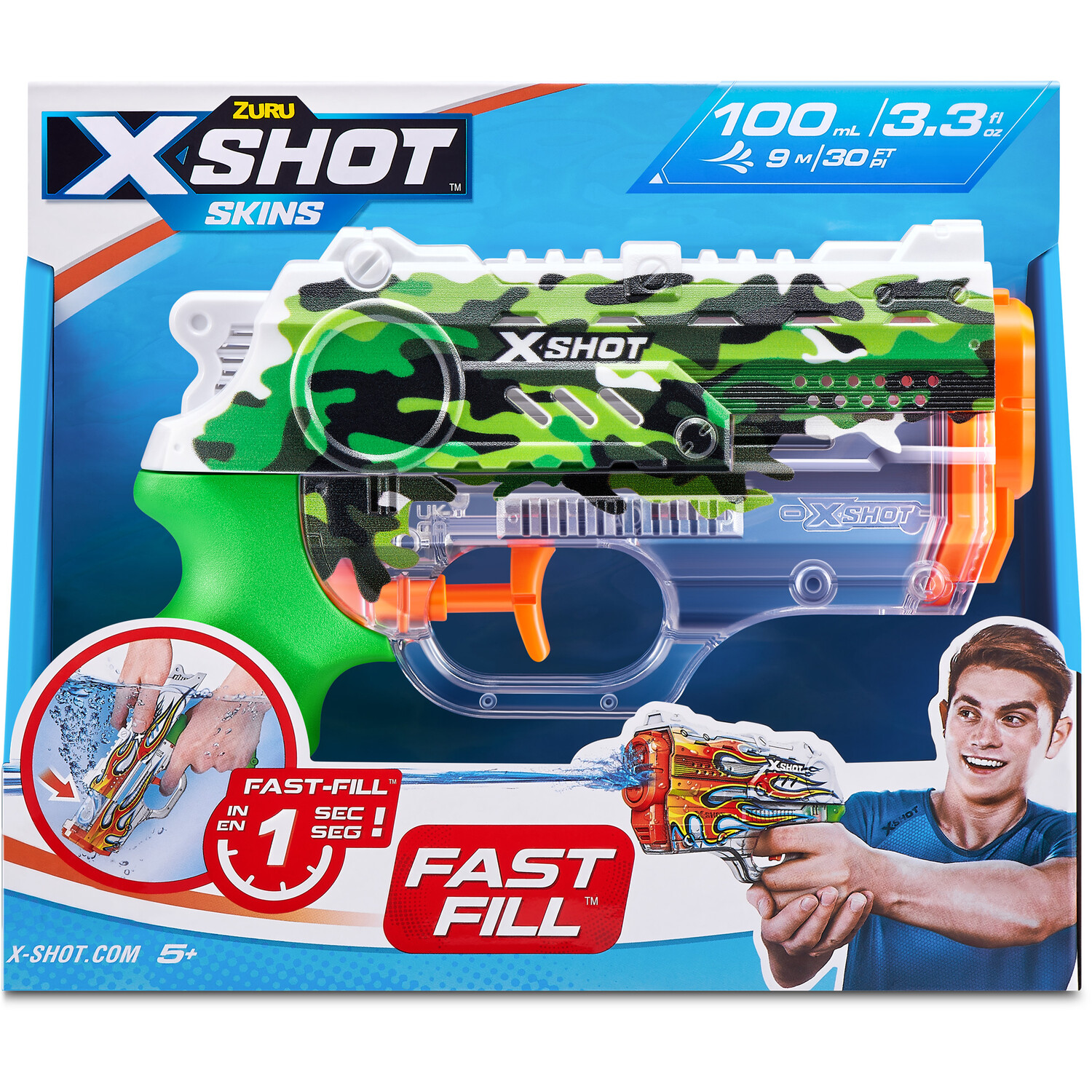 X-Shot Skins Fast Fill Nano Water Blaster - Blue Image 9