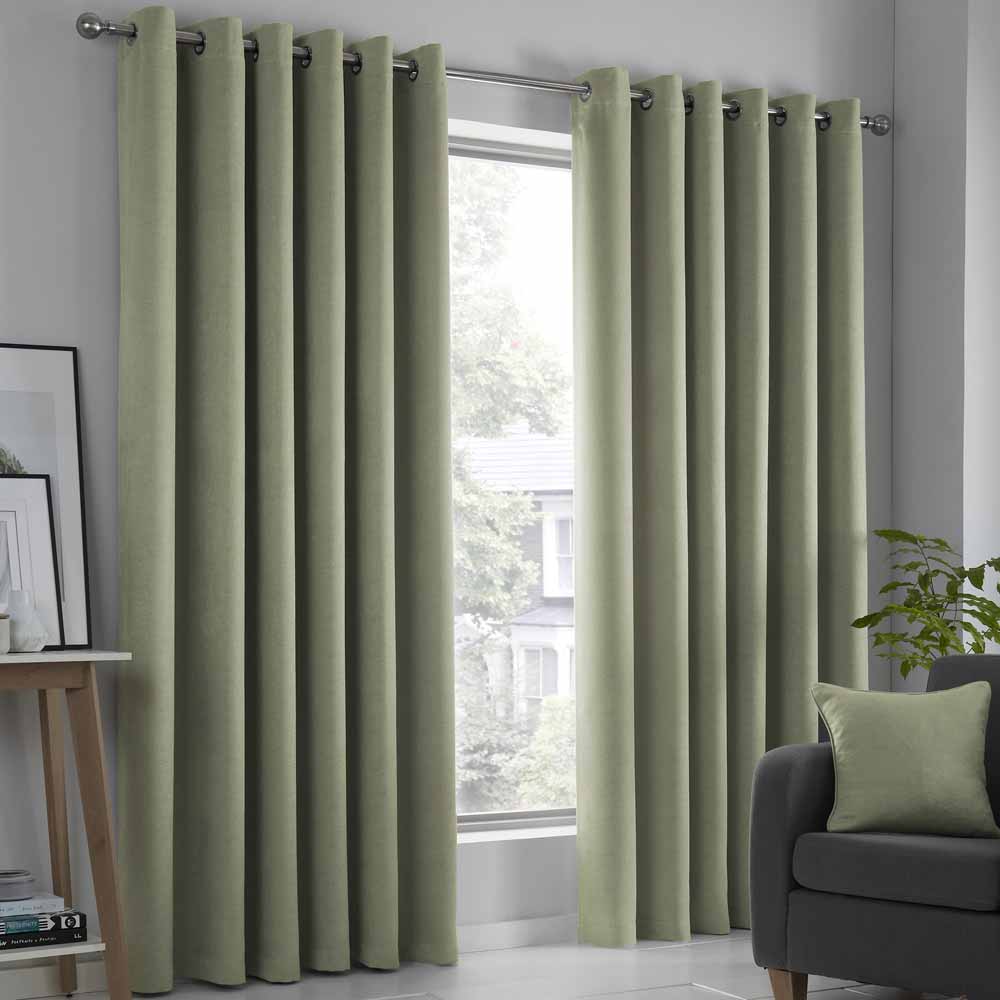Strata Eyelet Curtain Green W 228cm x D 228cm 100% Polyester with Metal Eyelets  - wilko