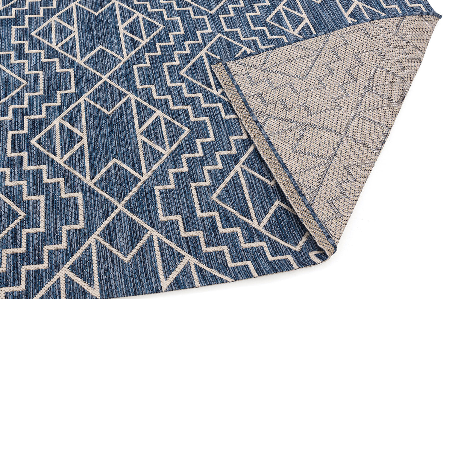 Blue Aztec Indoor Outdoor Rug 160cm Image 2