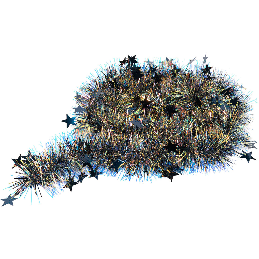 Iridescent Star Tinsel Navy Blue Image 3
