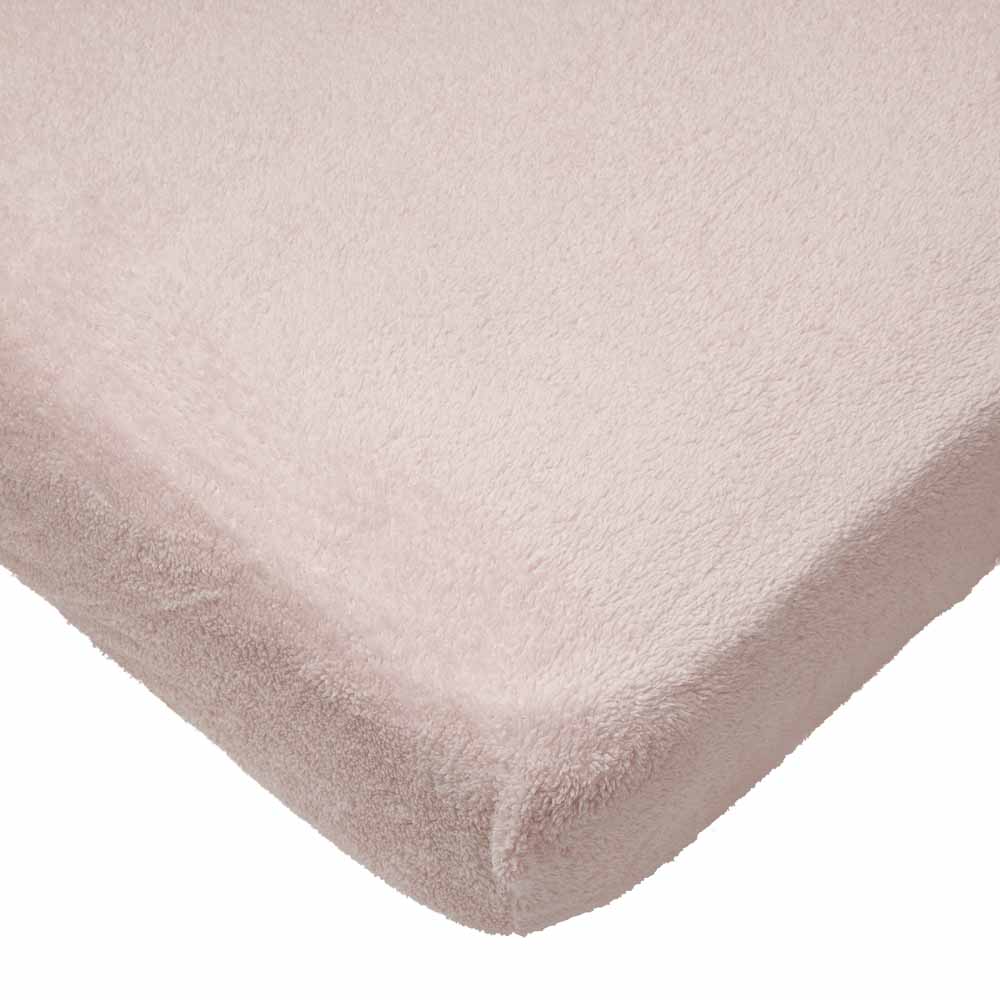 Wilko Blush Soft Teddy Fitted Sheet Single Wilko
