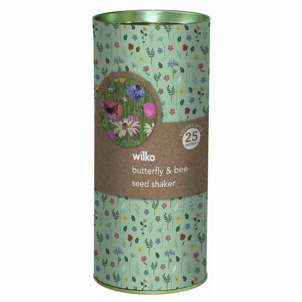 Wilko Tube Gift Seed Shaker Bee and Butterfly Image 1
