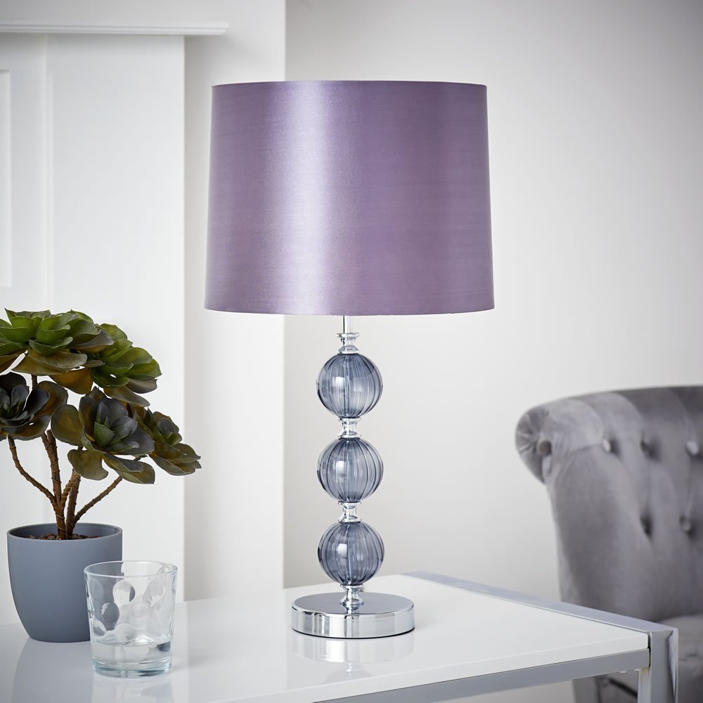 Wilko Cool Grey Glass Ball Detail Table Lamp Image 5