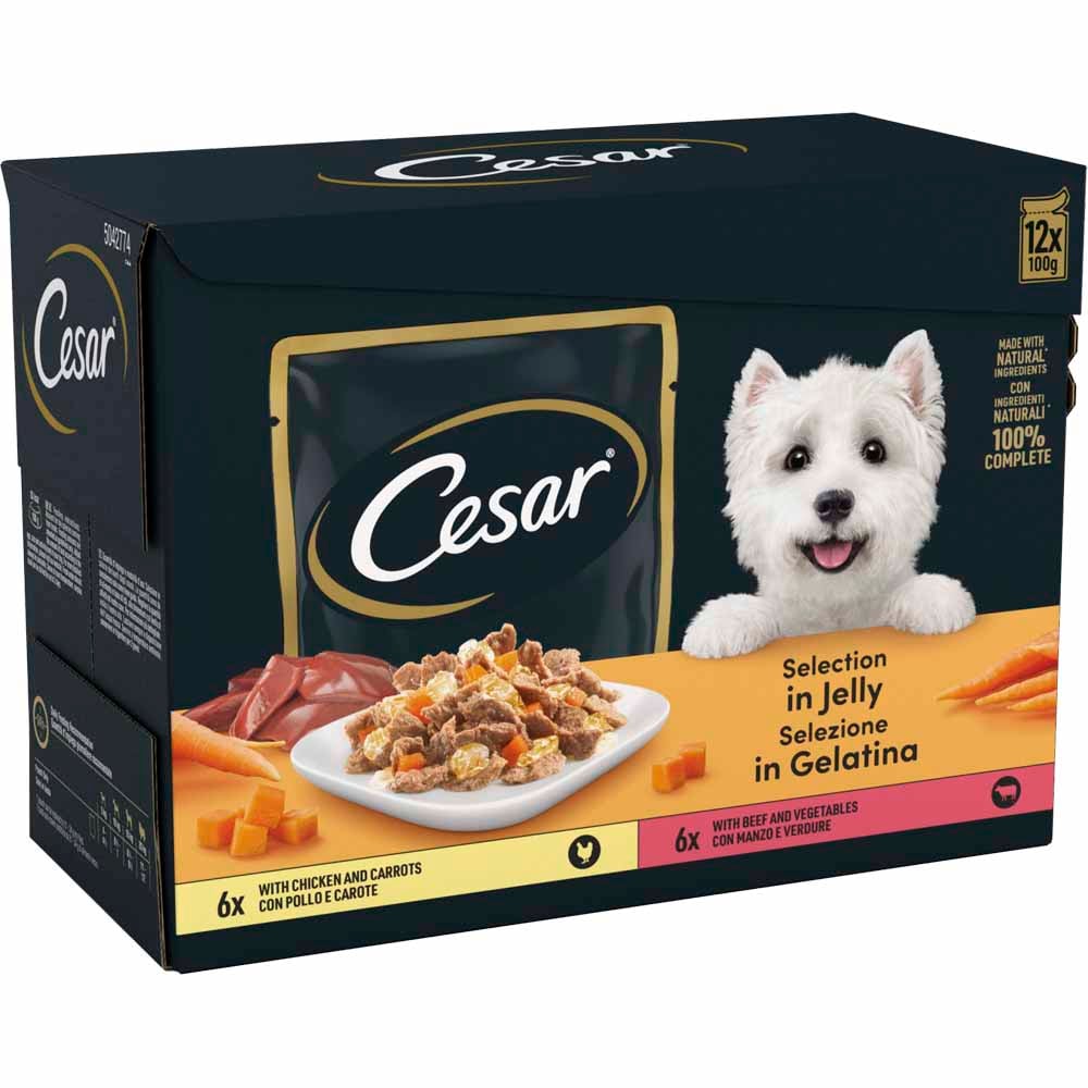 Cesar Deliciously Fresh Dog Food Pouches Mixed Selection in Jelly 100g Case of 4 x 12 Pack Image 3