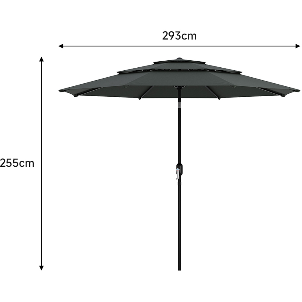 Living and Home Dark Grey 3 Tier Crank and Tilt Parasol with Weave Cement Base 3m Image 9