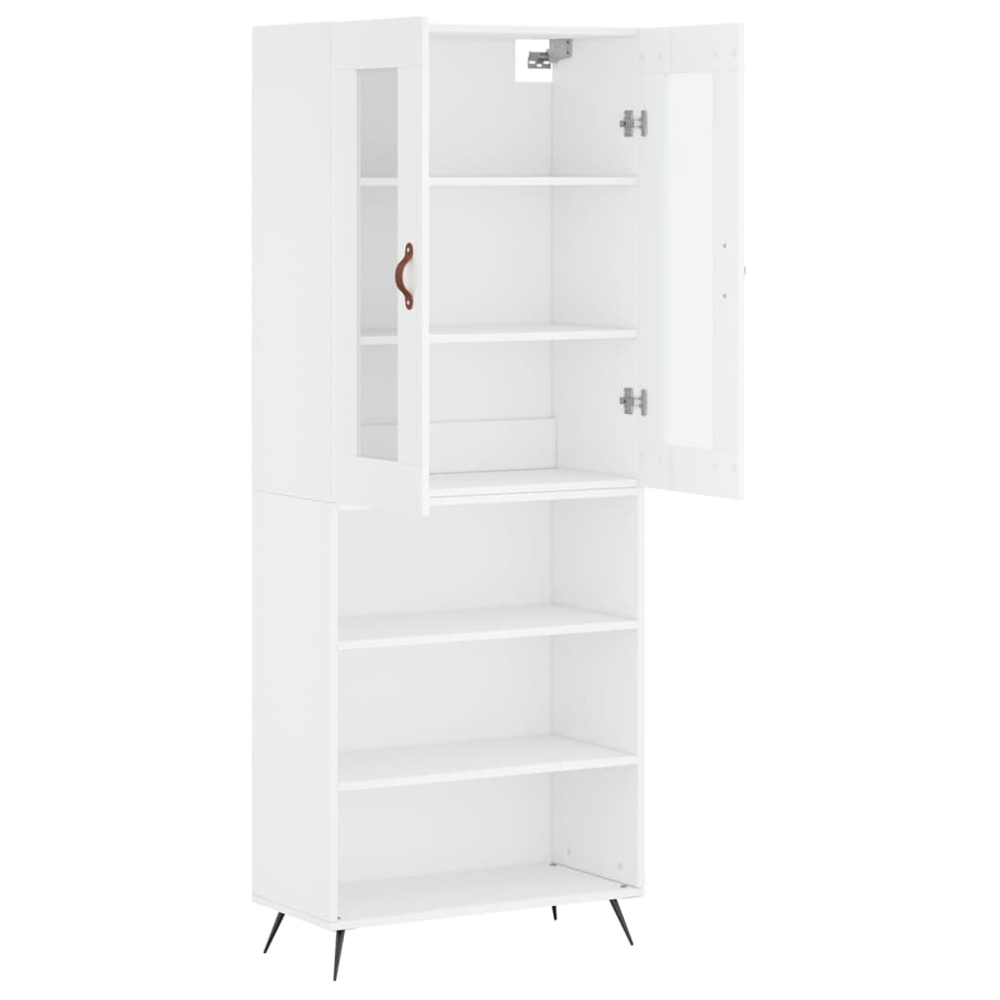 vidaXL 2 Glass Door 3 Shelf White Highboard Image 4