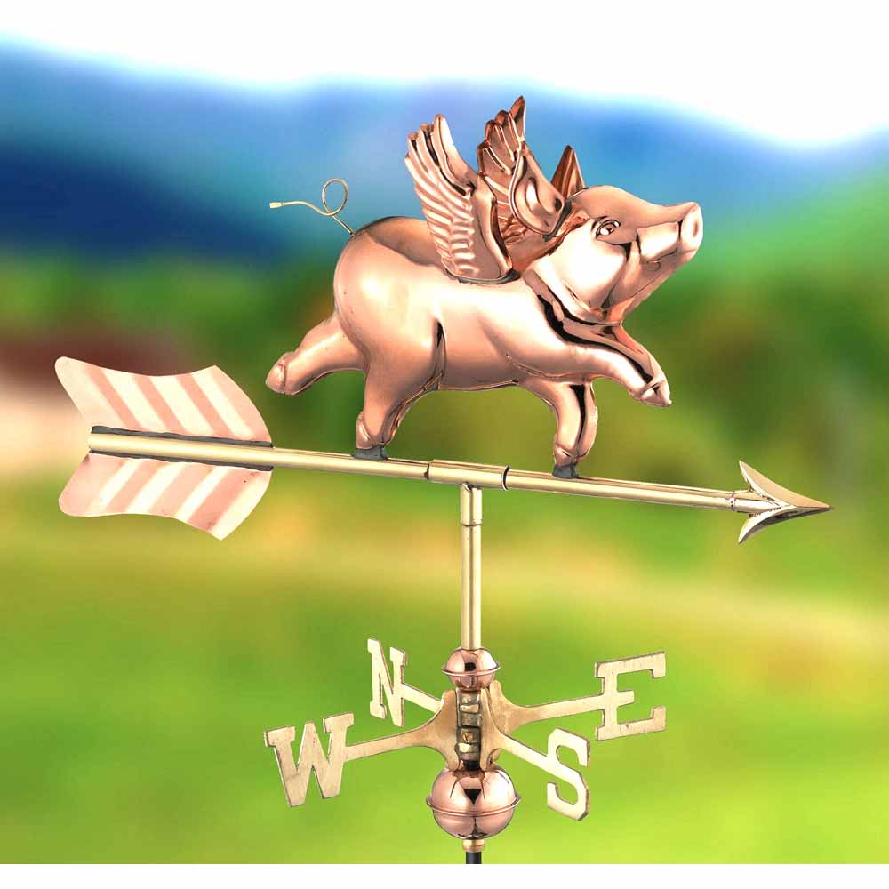 Espira Flying Pig Cottage Copper Weathervane Image 2