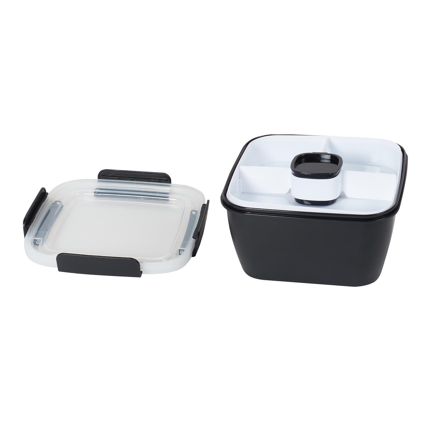 Square Compartment Lunch Box - Black / Large Image 3