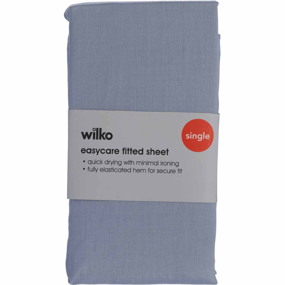 Wilko Single Blue Fog Fitted Bed Sheet Image 2