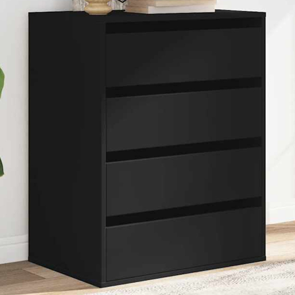 vidaXL 4 Drawer Black Wooden Chest of Drawers Image 1