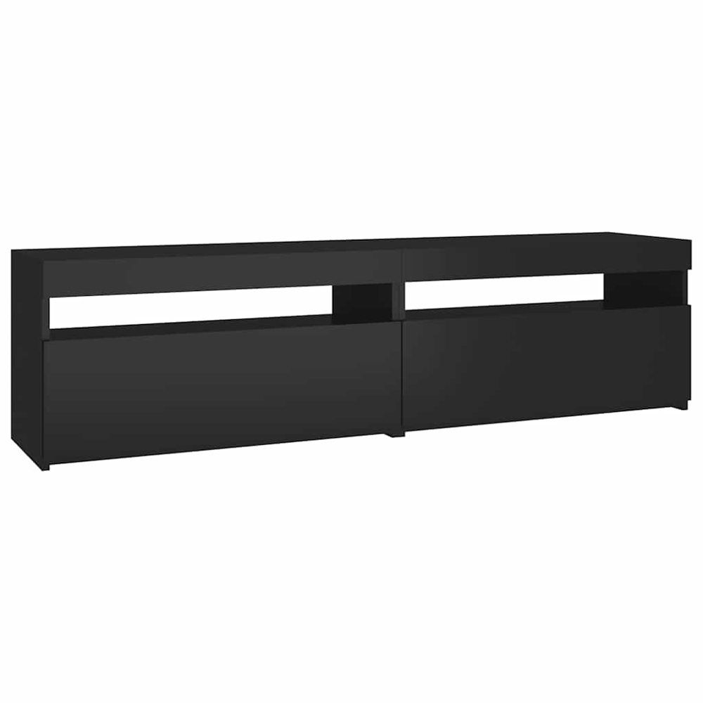 vidaXL Single Door Single Shelf Black LED TV Cabinet Set of 2 Image 5