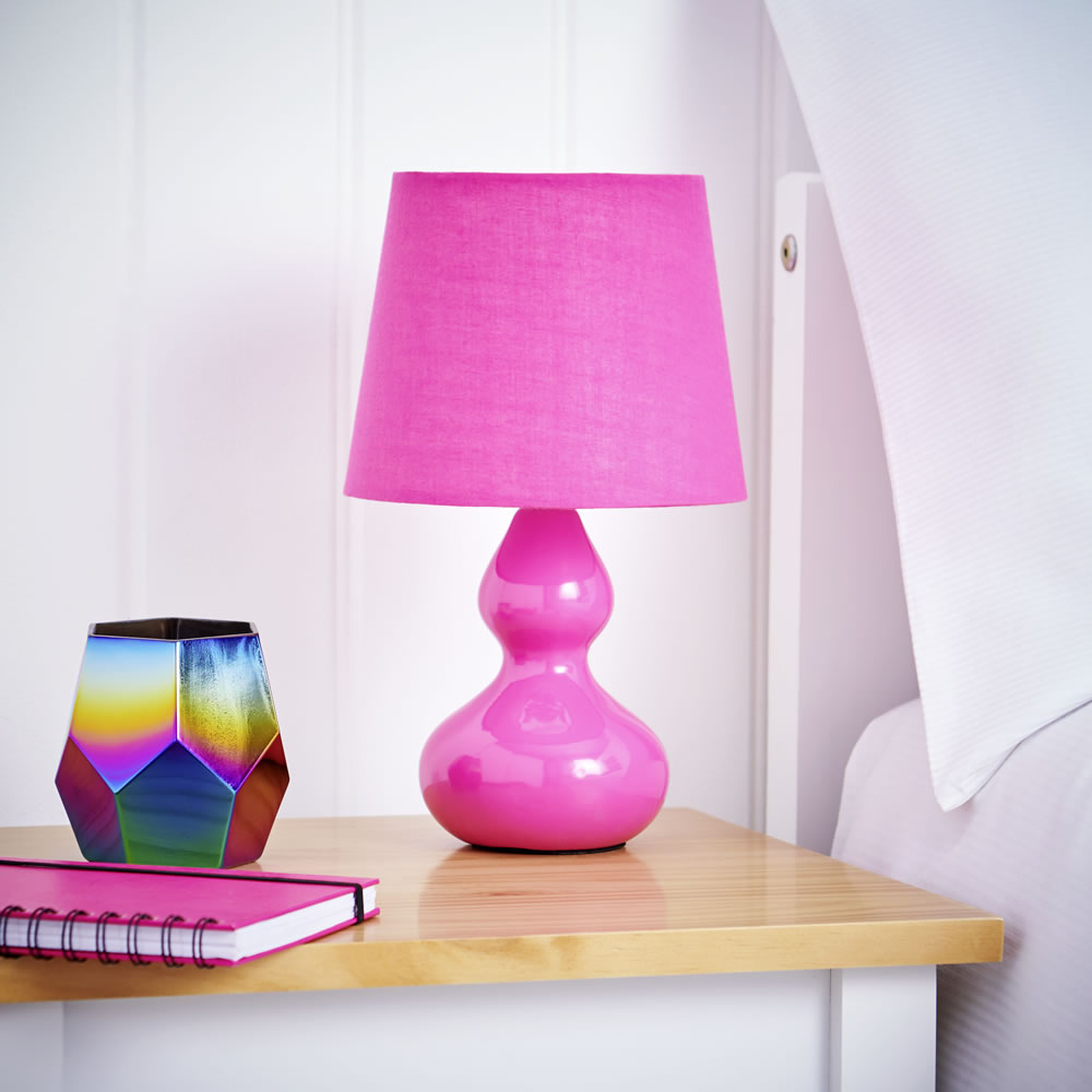Wilko Ceramic Table Lamp Magenta Image 5