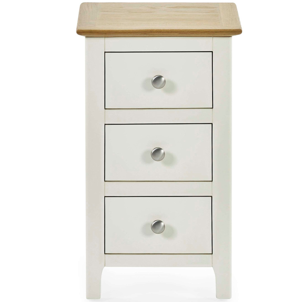 Julian Bowen Somerset 3 Drawer White and Oak Compact Bedside Table Image 4