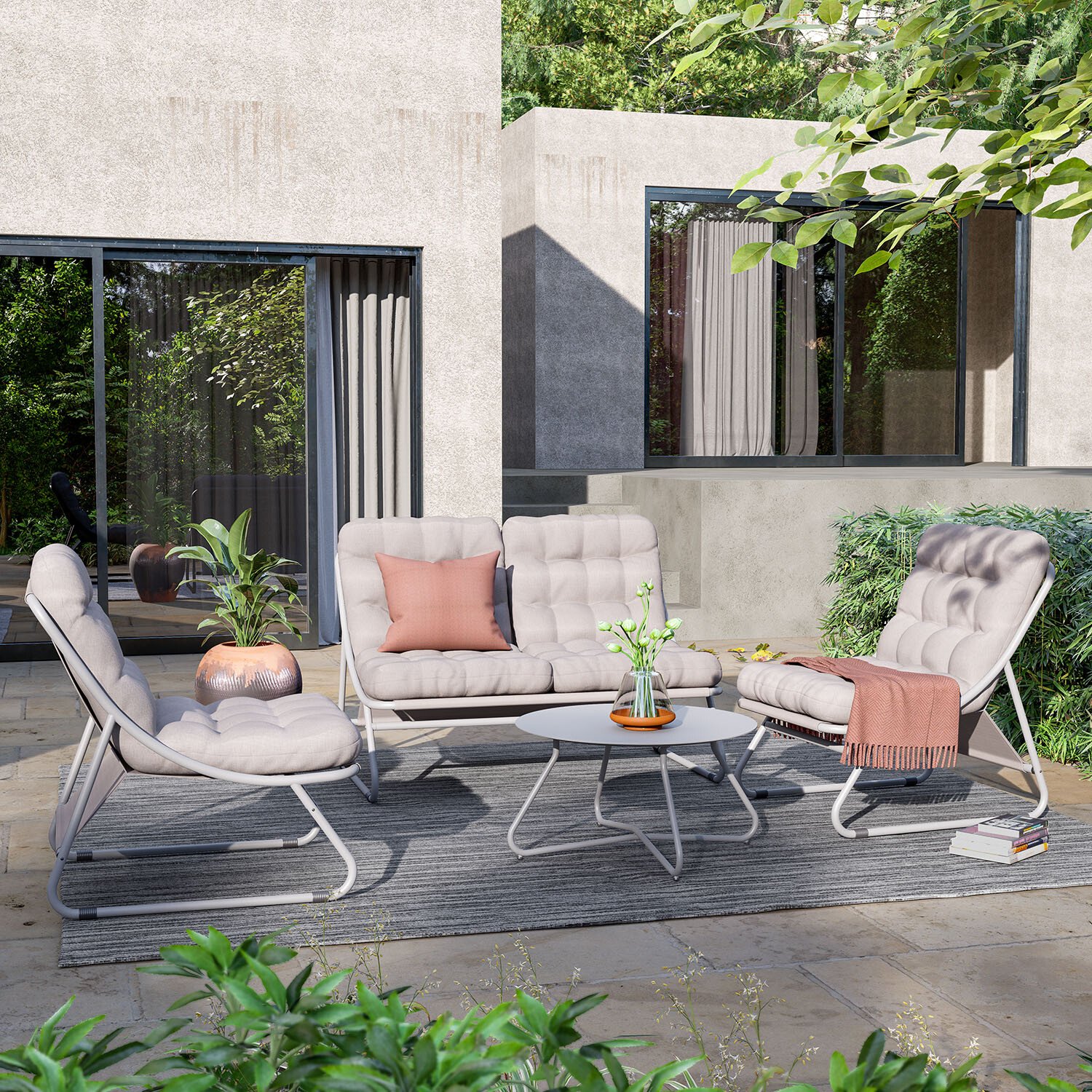 Siesta Sling Sofa Set - Cream Image 1