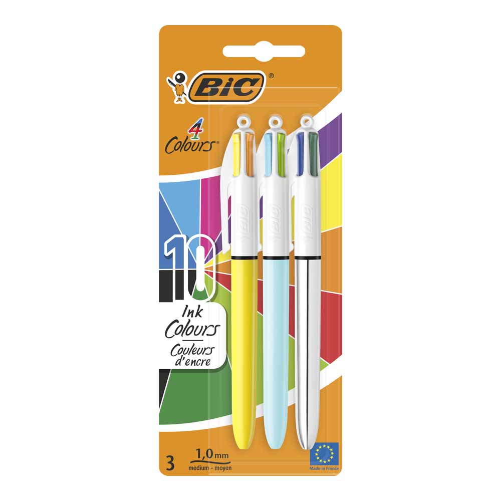 Bic 4 Colour Pens Pastel 3pk Image 1