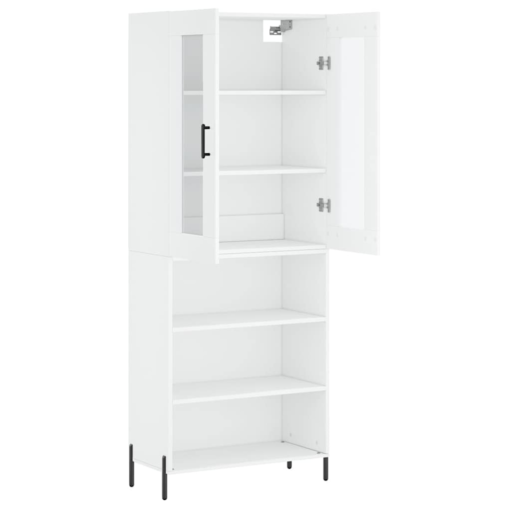 vidaXL 2 Glass Door 3 Shelf White Highboard Image 4
