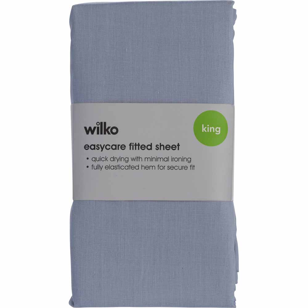 Wilko King Blue Fog Fitted Bed Sheet Wilko