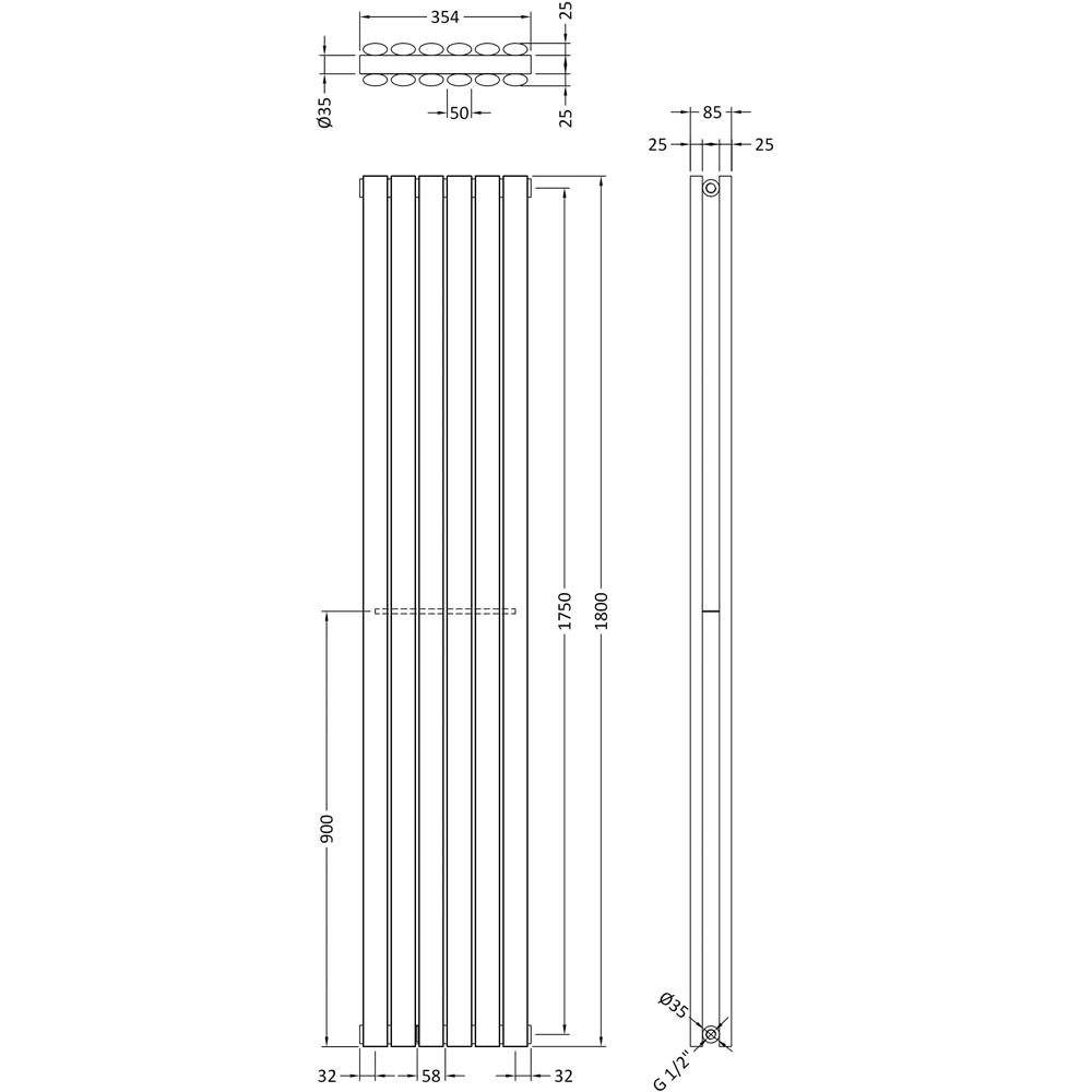 nuie Revive High Gloss White Double Panel Designer Radiator 1800 x 354mm Image 3