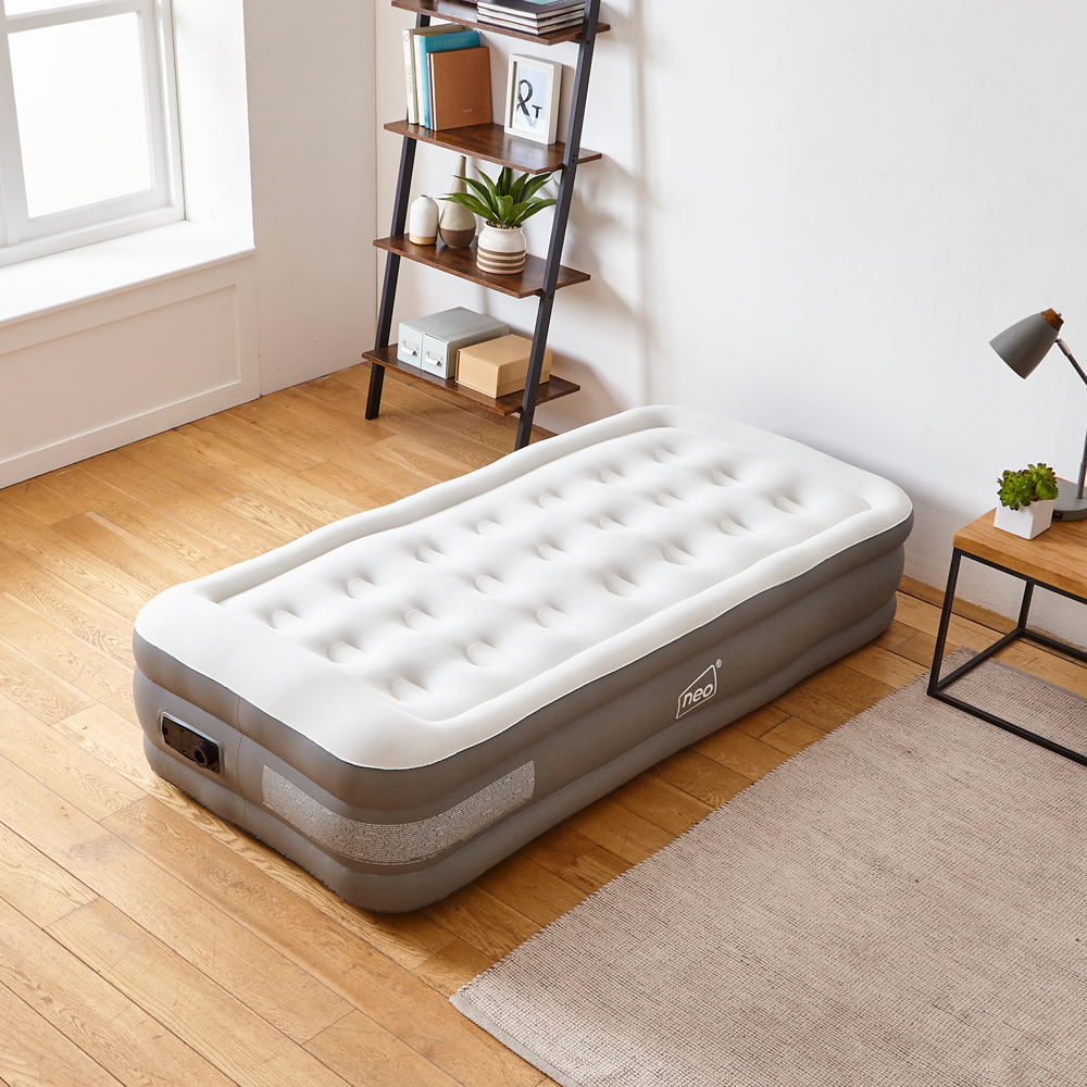 Neo Single Flocked Surface Inflatable Mattress Airbed with Built-in Electric Air Pump Image 6