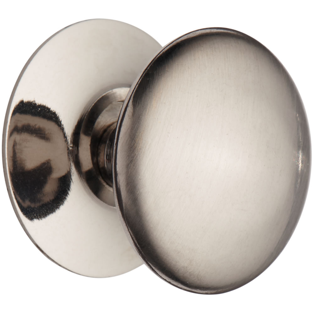 Wilko 4 pack 32mm Satin Nickel Finish Button Door Knobs Image