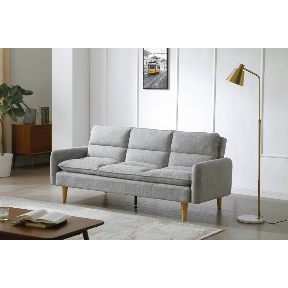 Shankar Cosy Rest 3 Seater Light Grey Chenille Effect Sofa Bed Image 5