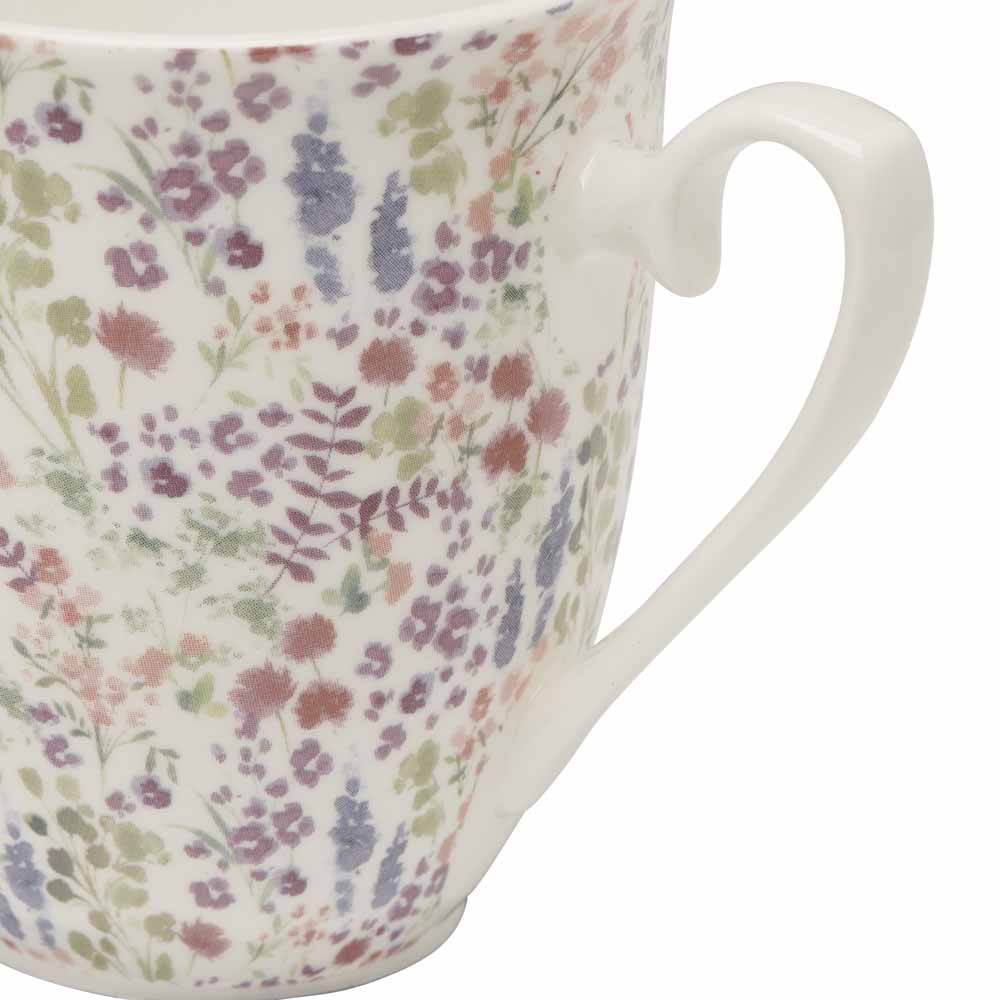 Wilko White Tall Ditsy Floral Print Footed Mug Image 2