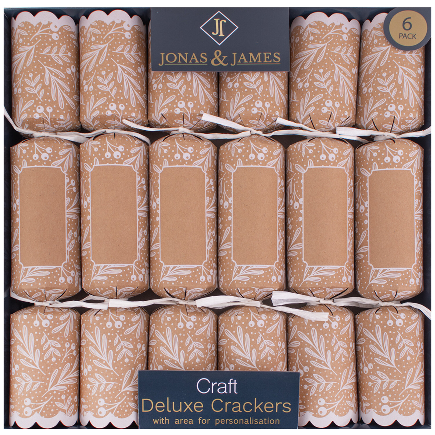 Pack of 6 Craft Deluxe Crackers Cream Image 1