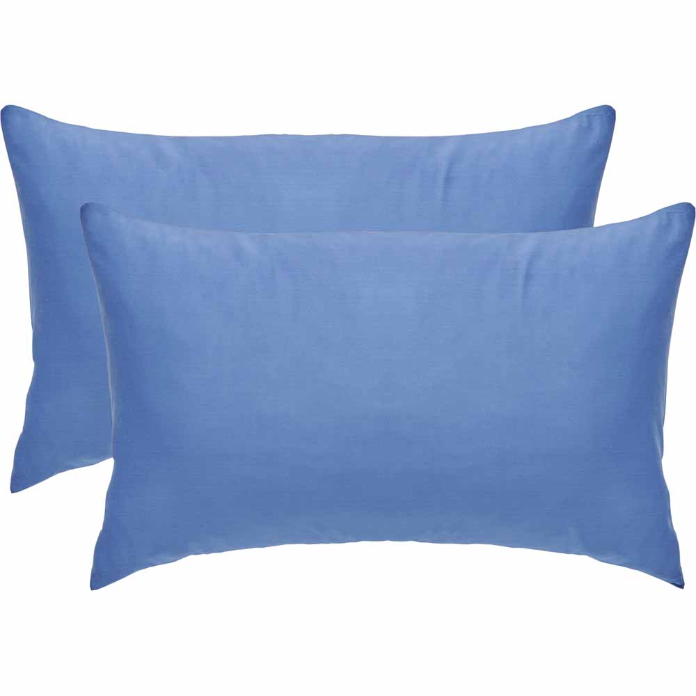 Wilko Easy Care Cotton Denim Housewife Pillowcases 2 Pack Image 1