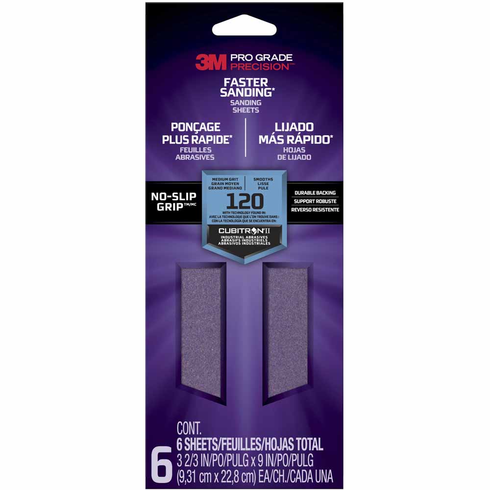 3M Pro Grade Faster Sanding Sheets 120 Grit 6 pack Wilko