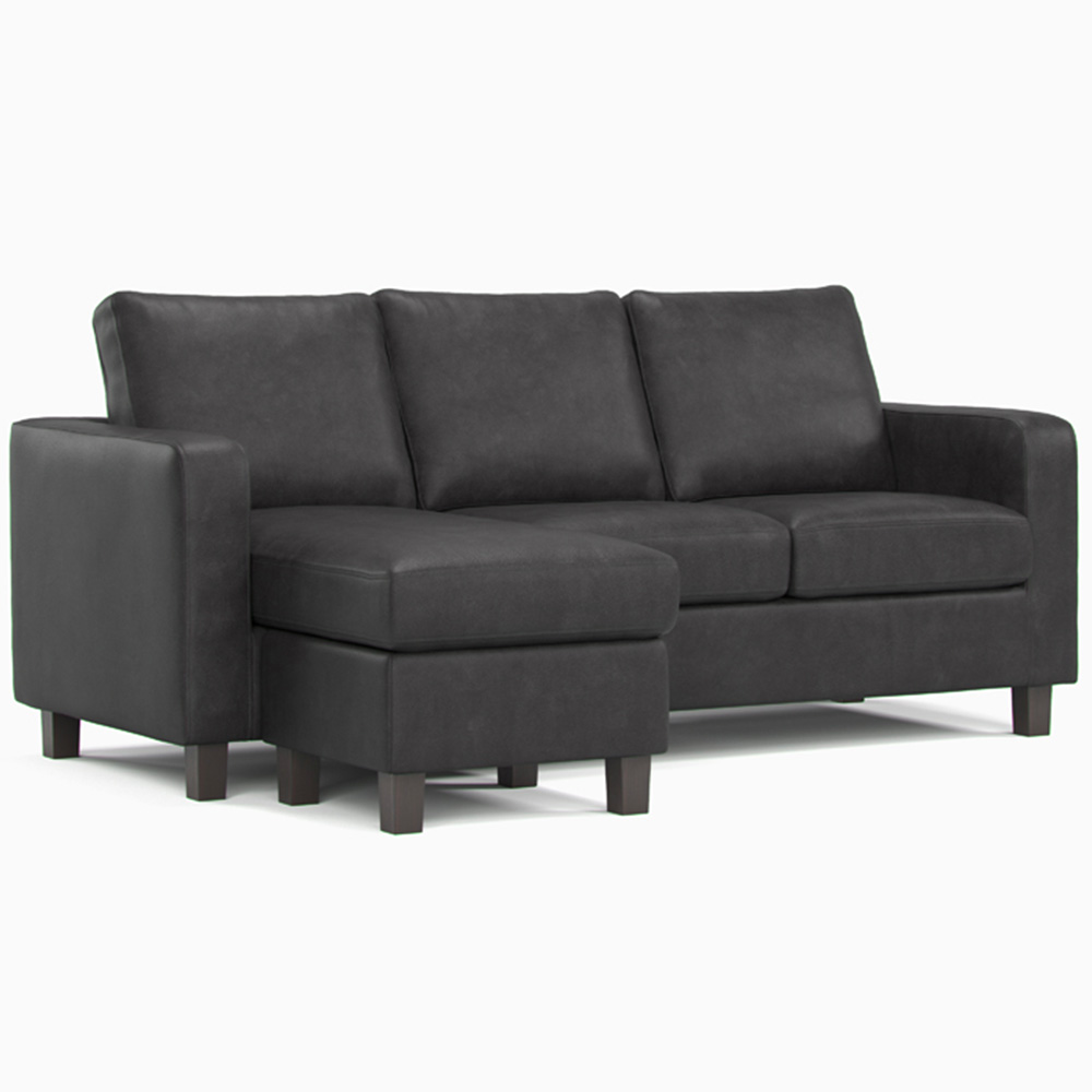 Monroe 3 Seater Black PU Leather Reversible Chaise Sofa Image 2