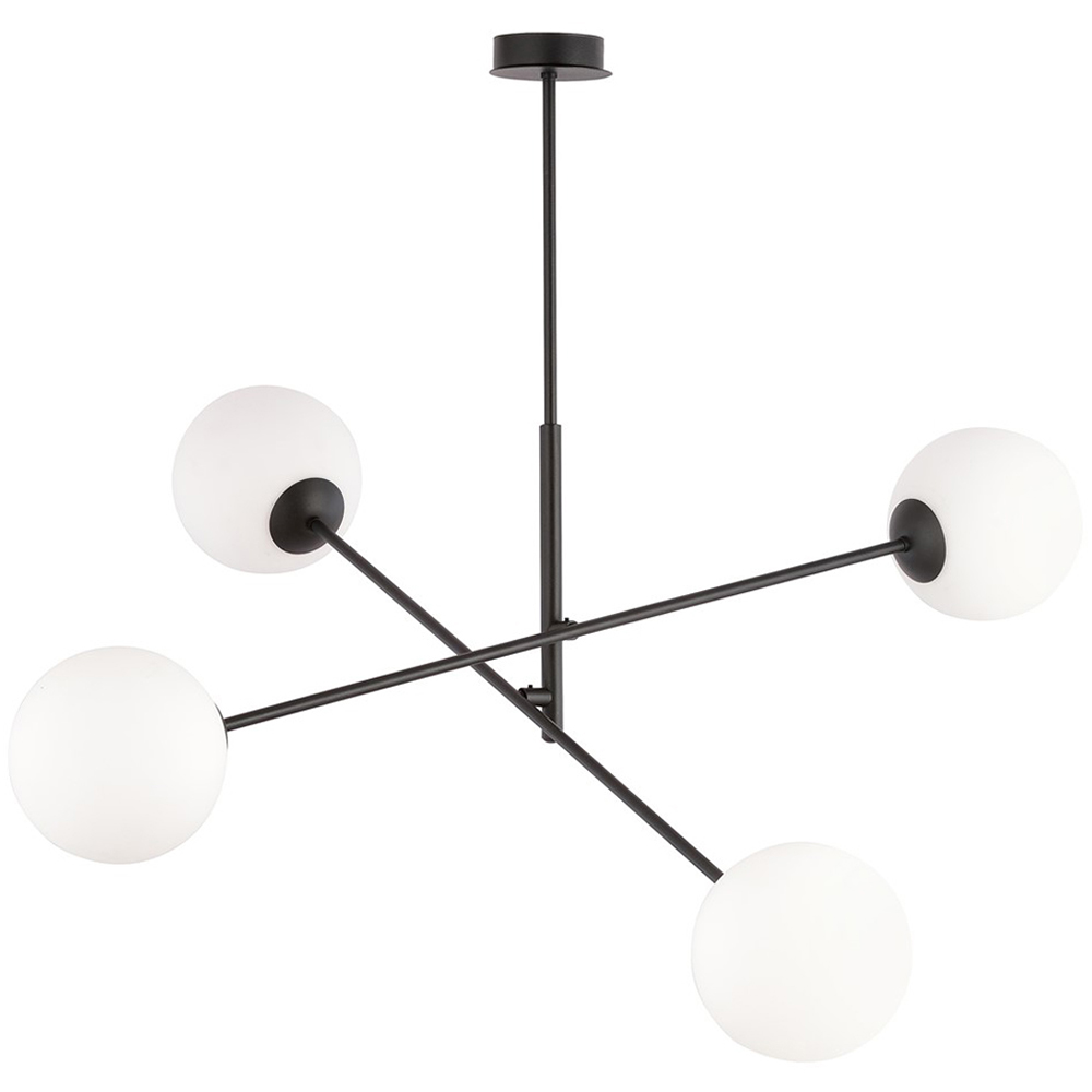 Emibig Linear 4 Light White Shade Black Pendant Lamp Image 1