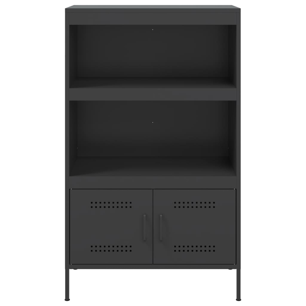 vidaXL 2 Door 2 Shelf Black Steel Highboard Image 6