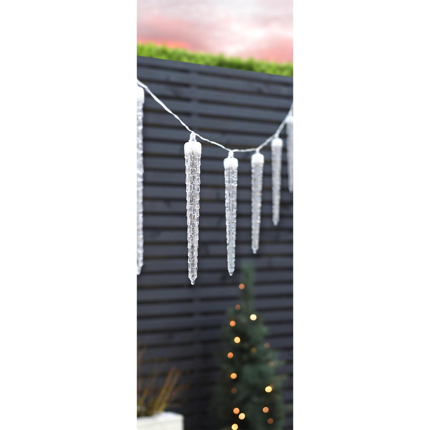 160 LED Rainfall Icicle Lights - Blue & Warm White Image 3