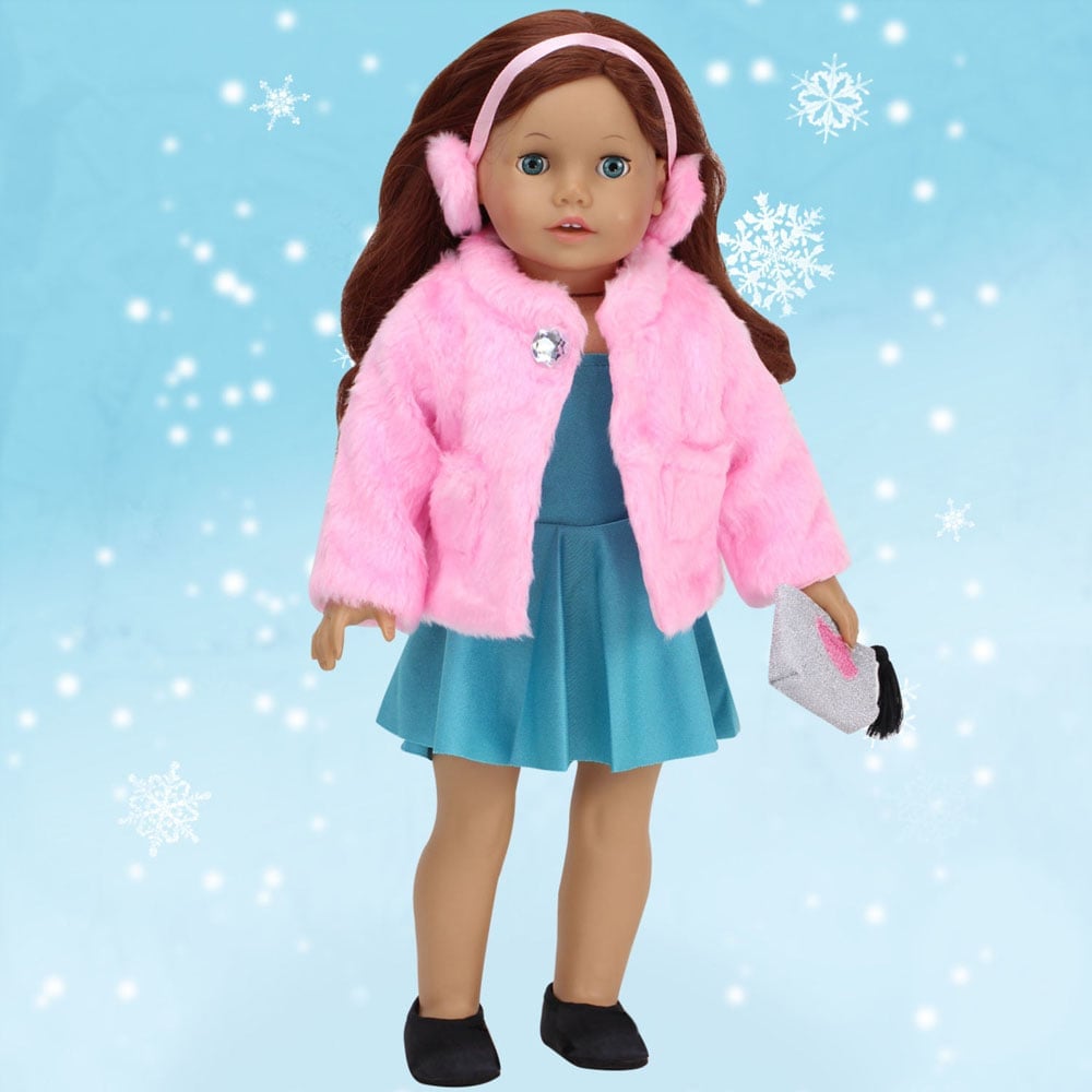 Teamson Kids Pink Fur Coat and Earmuff Headband Image 2