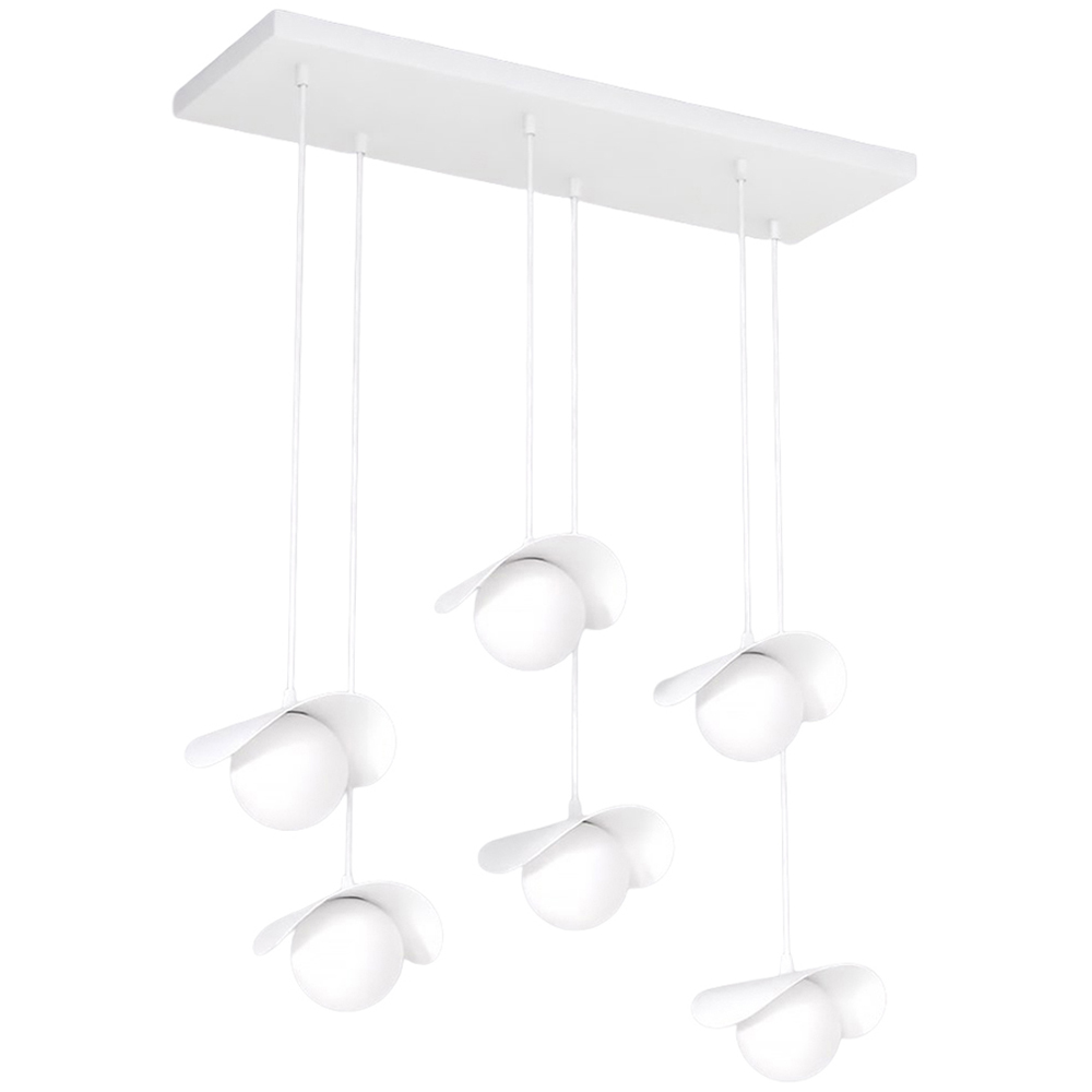 Emibig Ritual 6 Light White Shade White Pendant Lamp Image 1