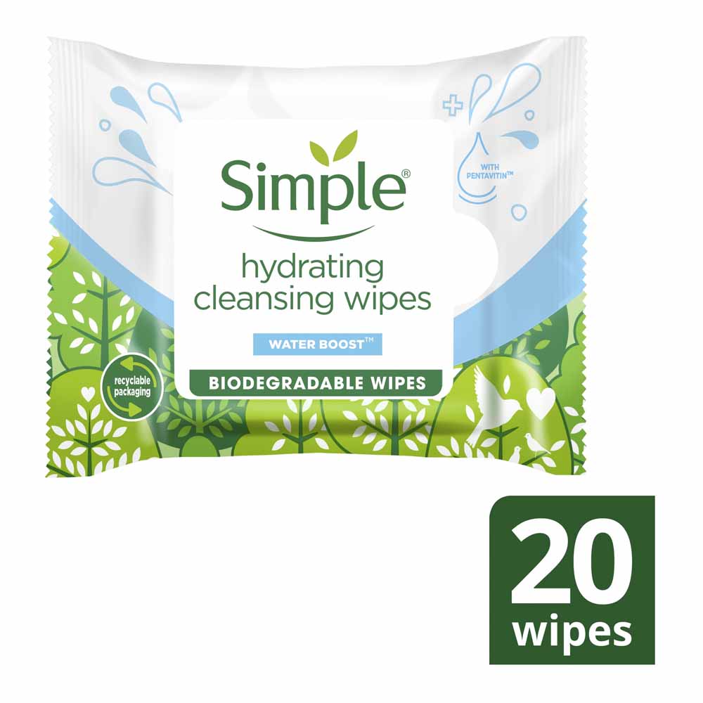 Simple Water Boost Wipes biodegrad 20pk Image 1