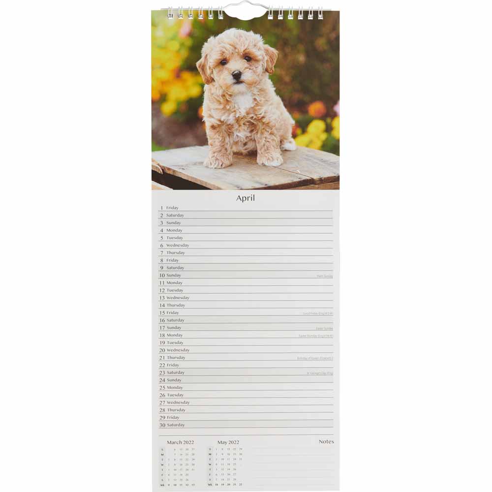 Wilko Puppies Month to View Slim Calendar Image 2