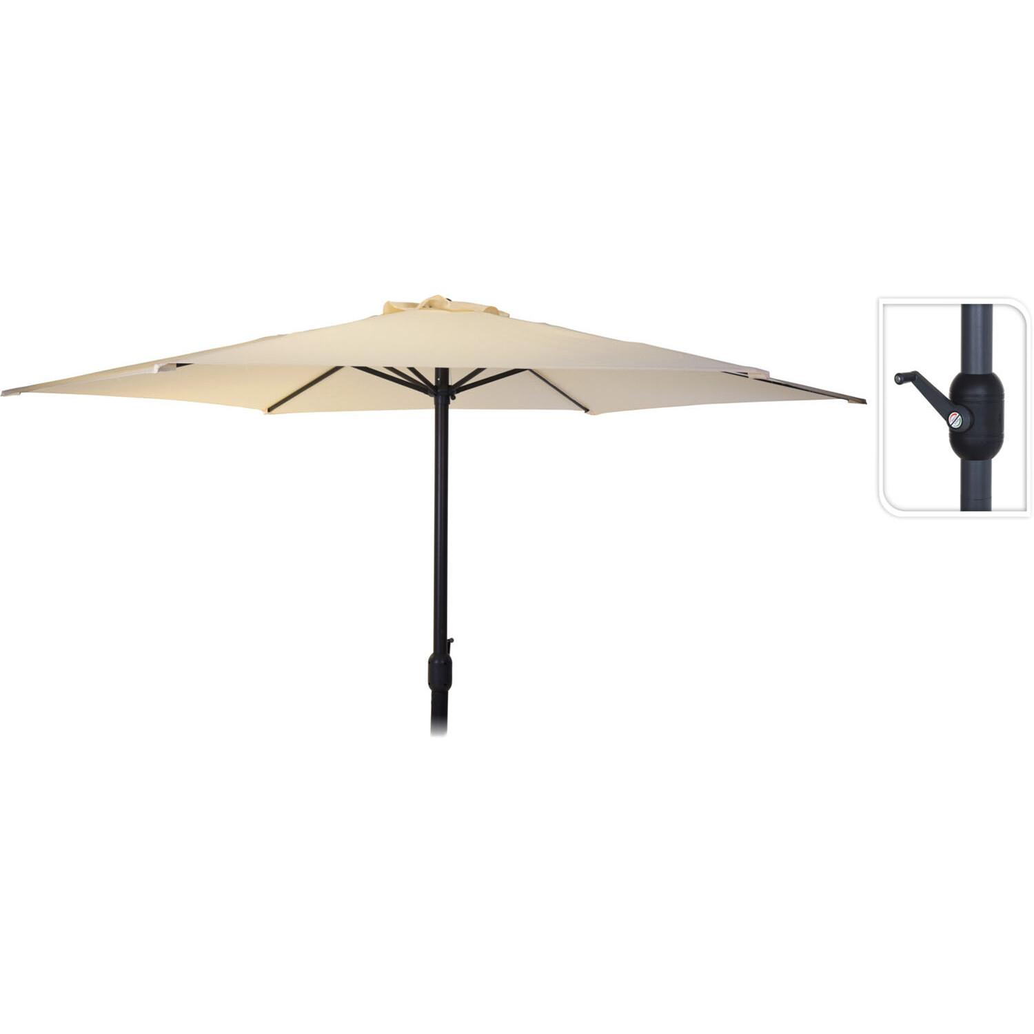 Koopman Cream Umbrella Parasol with Crank Handle 3m Image