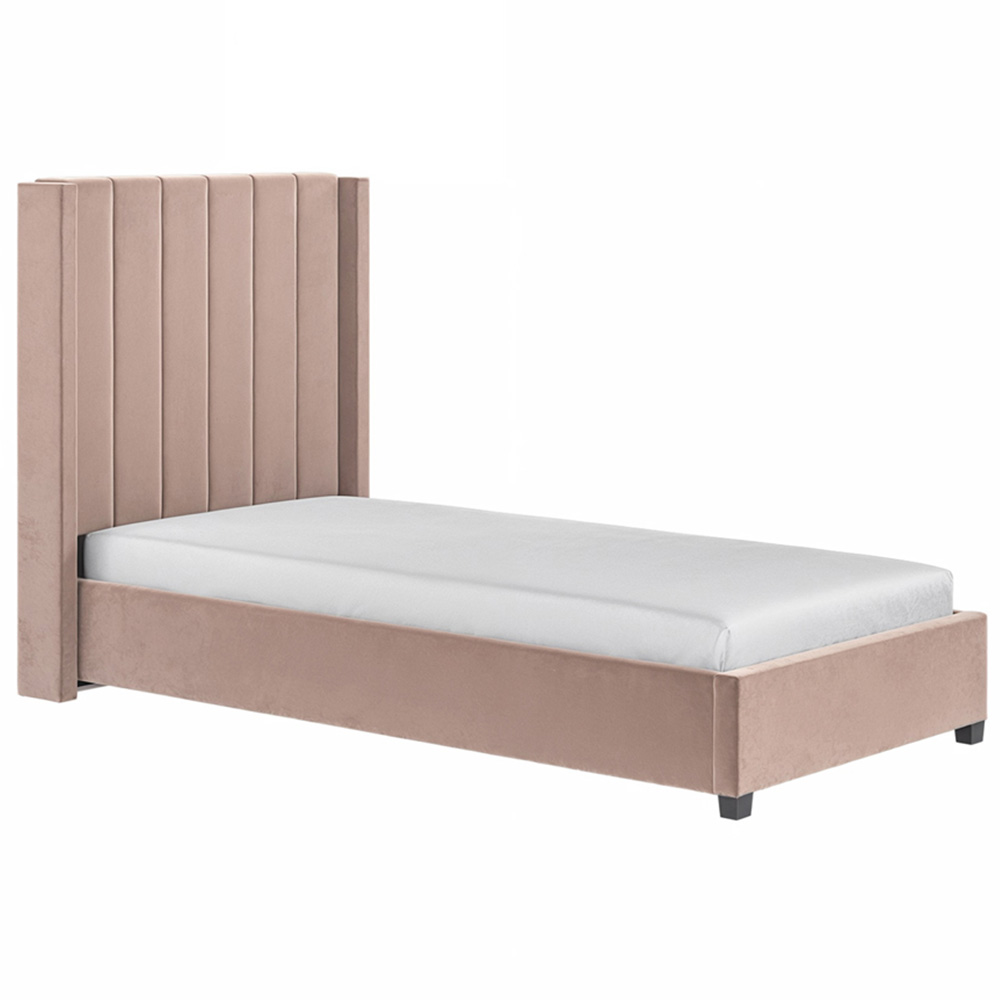 Flair Tiggy Single Pink Velvet Ottoman Bed Image 2