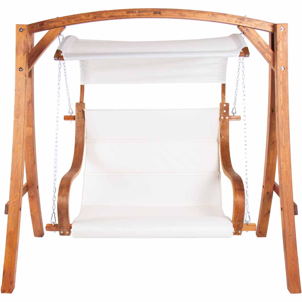 Charles Bentley 2 Seater Wooden Garden Swing Chair With Canopy Image 2